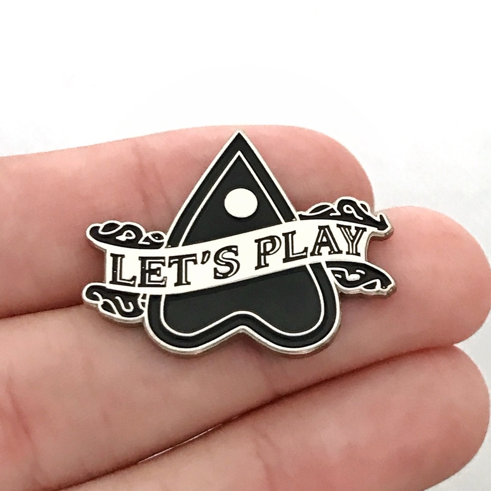 Black and Silver Let's Play Enamel Pin